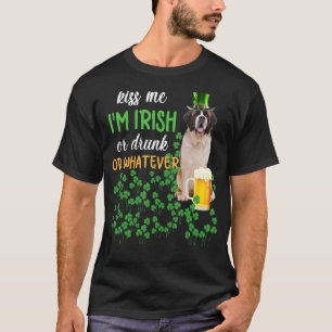 T-shirt St Bernard Kiss Me Je suis Irlandais Ou Irlandais