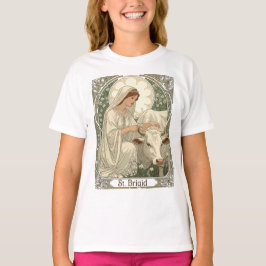 T-shirt St Brigid Patroness Saint Of Ireland With White Co