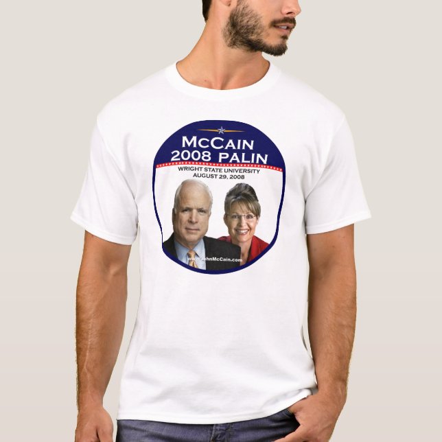 T-shirt St commémoratif de Wright de faire-part de McCain (Devant)