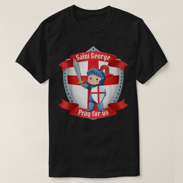 T-shirt St George Dragon Catholique Saint Enfants Garçons  (Design devant)