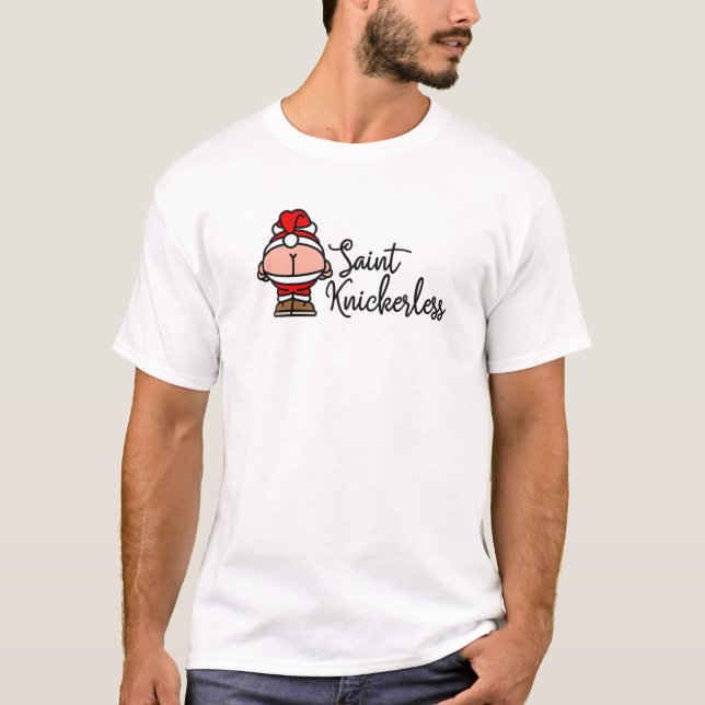 T-shirt St. Knickerless Funny Mooning Père Noël Pun Chri (Devant)