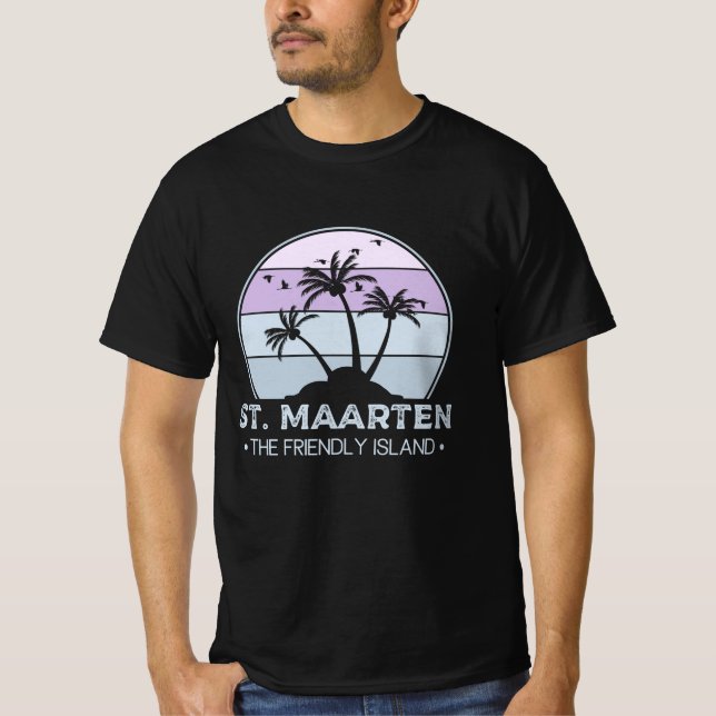 T-shirt St Martin Le sympathique rétro de l'île Sint Marti (Devant)