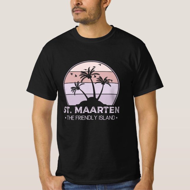 T-shirt St Martin Le sympathique rétro de l'île Sint Marti (Devant)