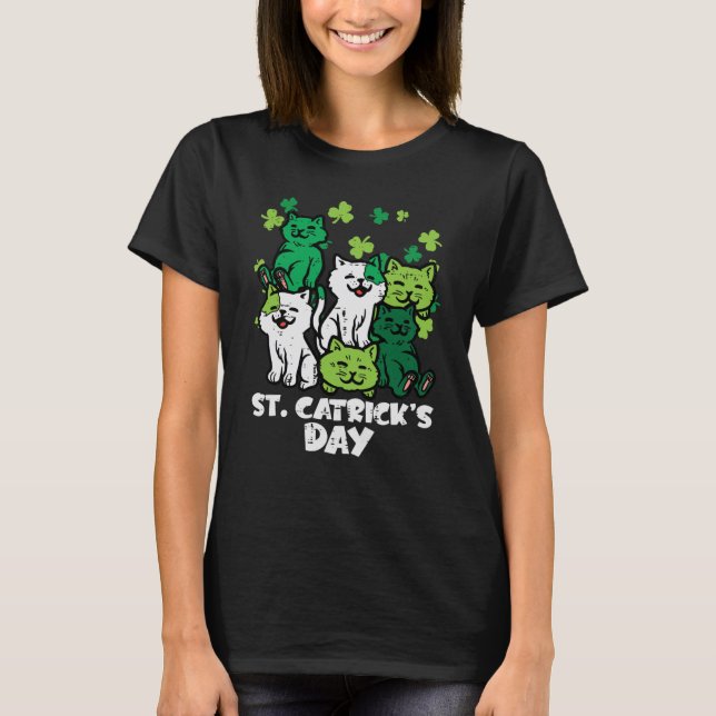 T-shirt St patrick Catricks Day Chats Saint Pattys Femmes  (Devant)