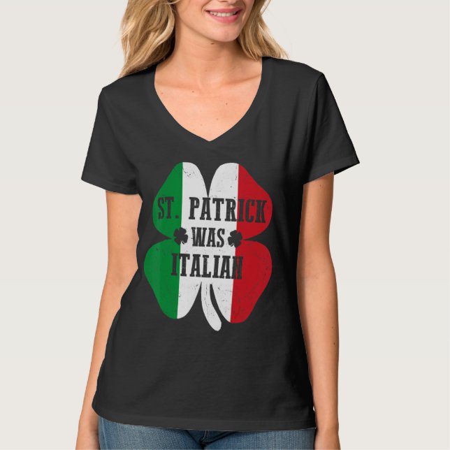 T-shirt St Patrick Était Italien Shamrock de la Saint Patr (Devant)
