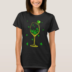 T-shirt St Patrick Jour du Shamrock Vin Verre Vin Amateur 