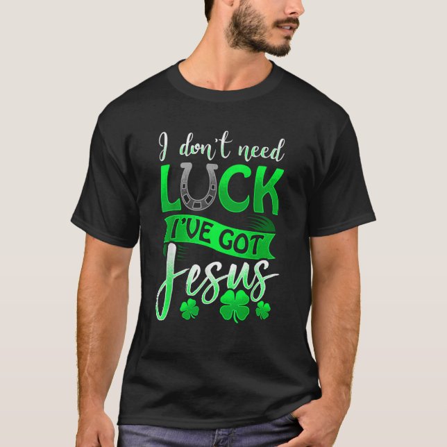 T-shirt St Patrick s Day Christian Unisex Black Cotton Pol (Devant)