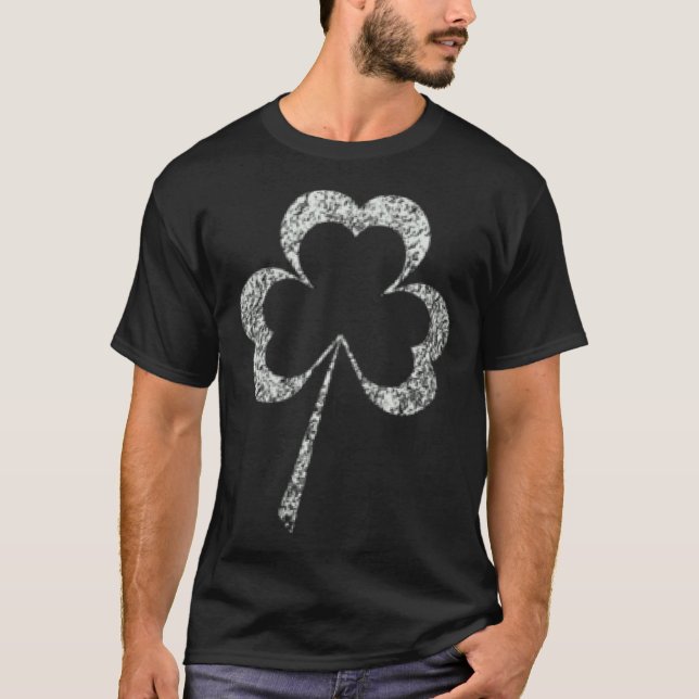 T-shirt St Patrick s Day Distressed Shamrock Outline Men W (Devant)