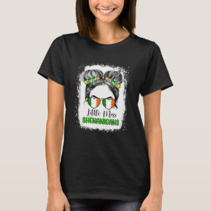 T-shirt St Patrick s Day Messy Bun pour filles Little Miss