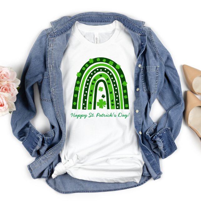 T-shirt St. Patrick’s Day Shamrock vert Boho Arc-en-ciel (Créateur téléchargé)