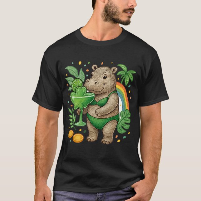 T-shirt St. Patrick’s Tropical Pool Party for Hippo lovers (Devant)