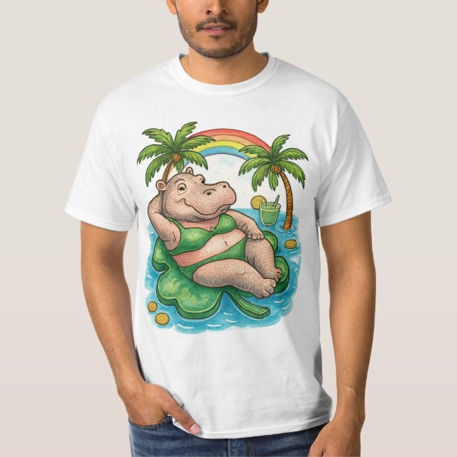T-shirt St. Patrick’s Tropical Pool Party for Hippo lovers (Devant)
