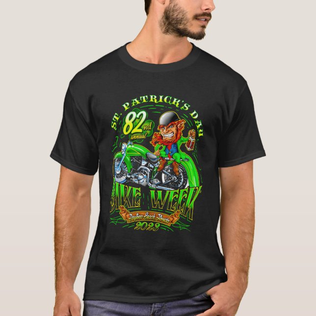 T-shirt St Patrickâ€™ Semaine Vélo Jour Daytona Plage Flor (Devant)