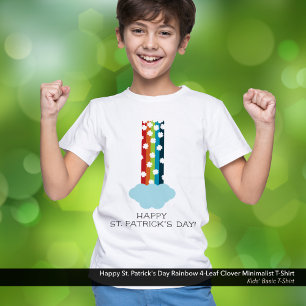 T-shirt St. Patrick's Day Arc-en-ciel minimaliste de trèfl