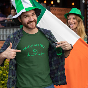 T-Shirt St Patricks Day Battement de coeur avec Te