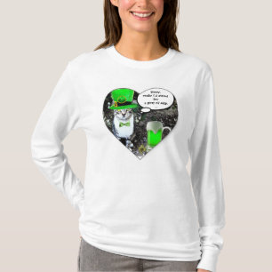 T-SHIRT ST PATRICK'S DAY CHAT AVEC BIÈRE IRLANDAISE VERTE 