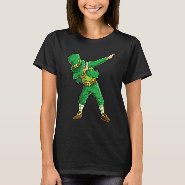 T-shirt St Patricks Day Dabbing Leprechaun Boys Men Funny  (Devant)