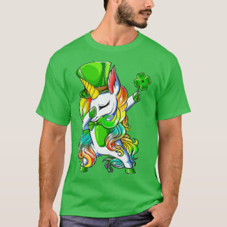 T-shirt St Patrick's Day Girls Dabbing Unicorn Leprechaun