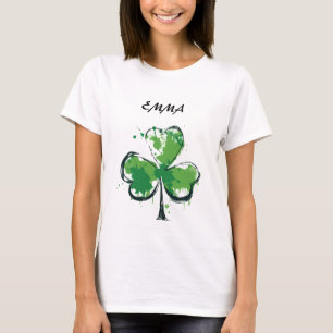 T-shirt St. Patrick's Day Green Clover Nom personnalisé