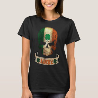 T-shirt St Patrick's Day Hommes Drapeau Irlandais Crâne
