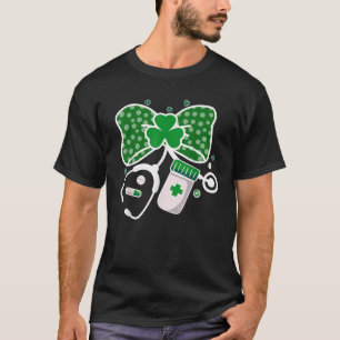 T-shirt St Patrick's Day Infirmière Coquette Bow Stethosco