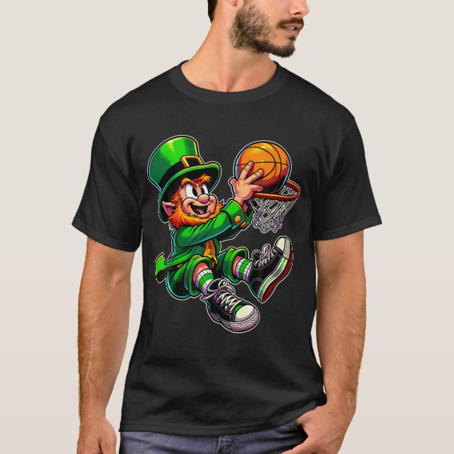 T-shirt St Patrick'S Day Irish Leprechaun Basketball Playe (Devant)