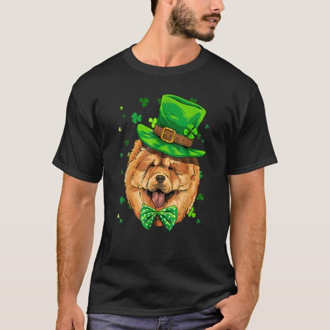 T-shirt St Patrick's Day Leprechaun Chow Chow Pet Dog Sham (Devant)