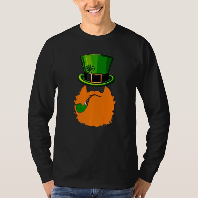T-shirt St Patrick's Day Leprechaun Face Beard Shamrock Gi (Devant)