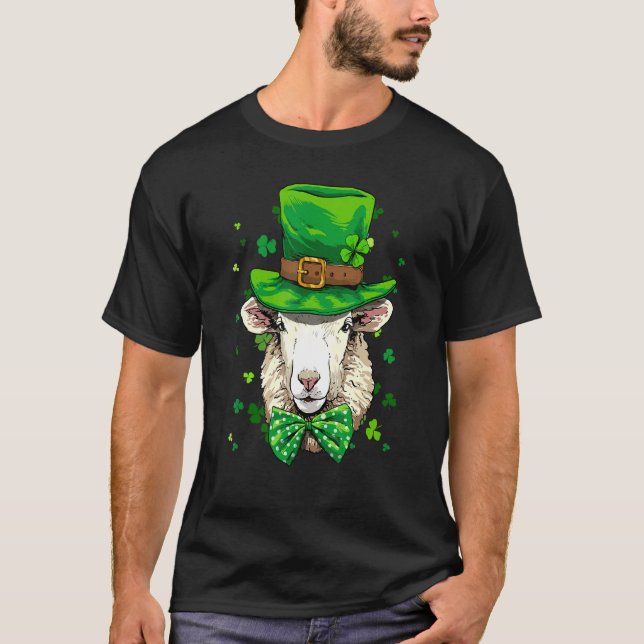 T-shirt St Patrick's Day Leprechaun Sheep Lamb Shamrock Ir (Devant)