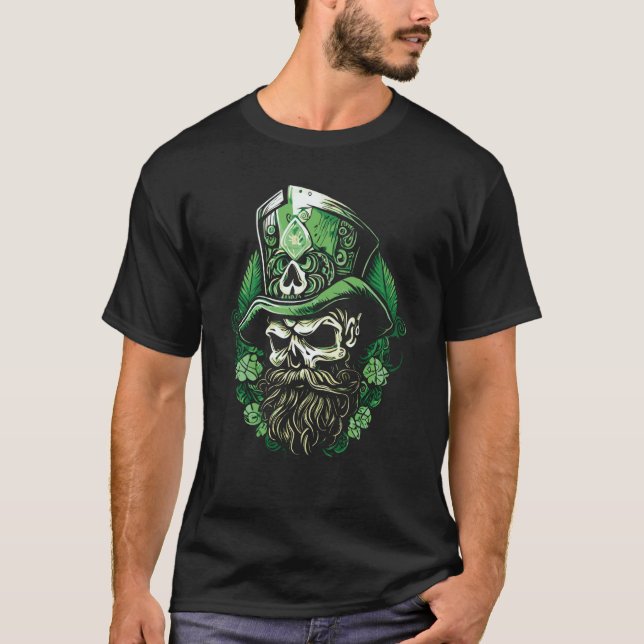 T-shirt St Patrick's Day Leprechaun Skull (Devant)