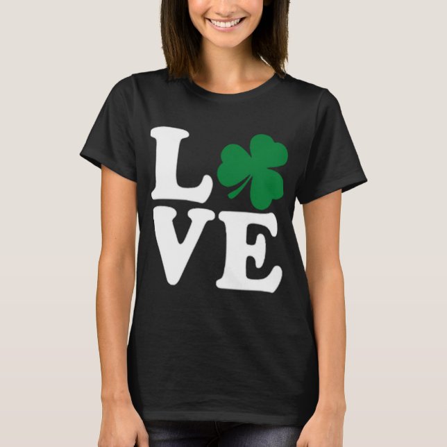 T-shirt St Patrick's Day Love Irlandais Shamrock Vert Clov (Devant)