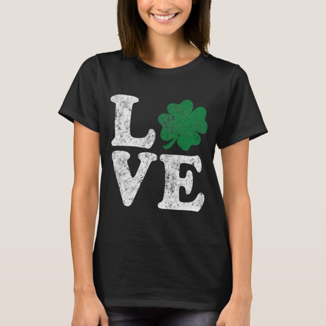 T-shirt St Patrick's Day LOVE Shamrock irlandais (Devant)
