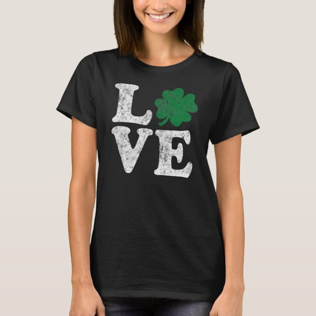 T-shirt St Patrick's Day LOVE Shamrock irlandais (Devant)