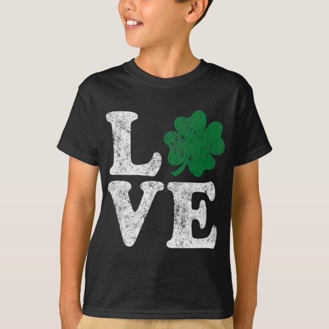 T-shirt St Patrick's Day LOVE Shamrock irlandais (Devant)