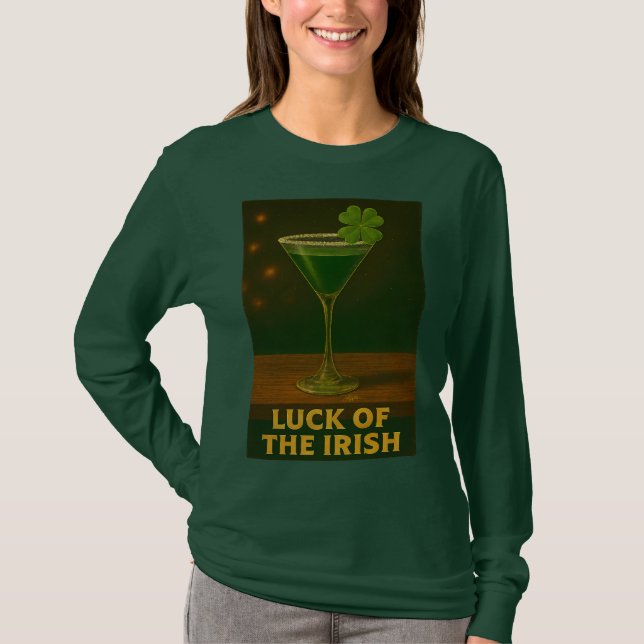 T-shirt St. Patrick's Day Luck Of The Irish Clover Martini (Devant)