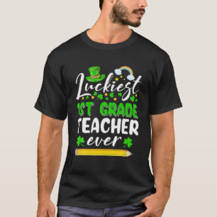 T-shirt St Patrick's Day Luckiest 1ère année Enseignant ja