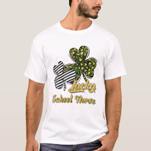 T-shirt St Patrick's Day Lucky School Nurse Clover Shamroc
