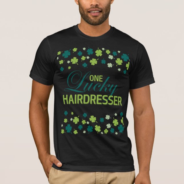 T-shirt St. Patrick's Day One Lucky Coiffeur Clover (Devant)