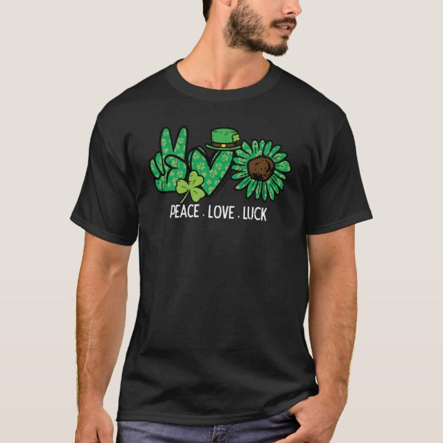 T-shirt St Patricks Day Paix Amour Chance Saint Pattys Fem (Devant)