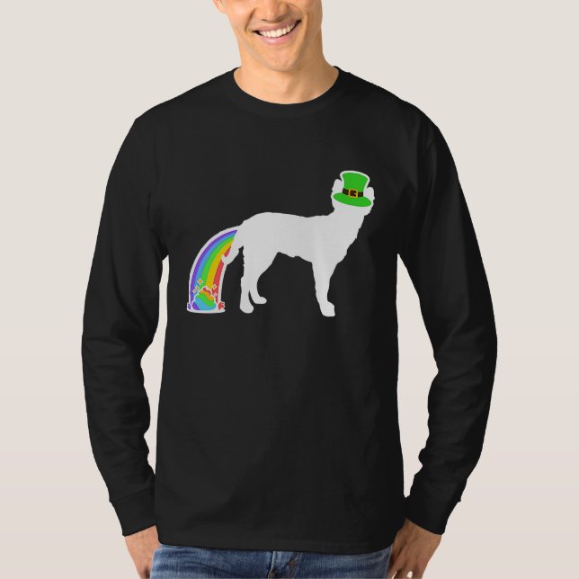 T-shirt St Patrick's Day Rainbow Dog  Mudi (Devant)