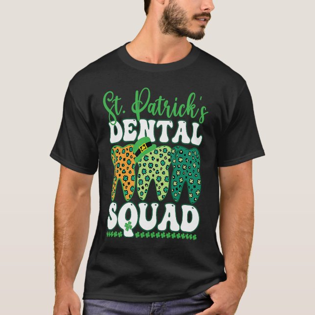 T-shirt St Patrick's Dental Squad Leopard Tooth For Dentis (Devant)