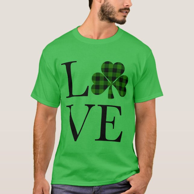 T-shirt St.Patricks jour vert noir plaid girofle amour (Devant)