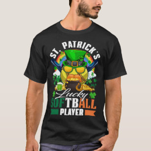 T-shirt St Patrick's Lucky Softball Player Shamrock & Glac