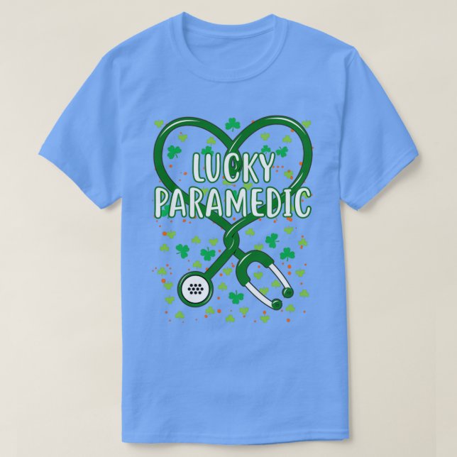 T-shirt St Patrickx27s Lucky Paramedic Green Stethoscope S (Design devant)