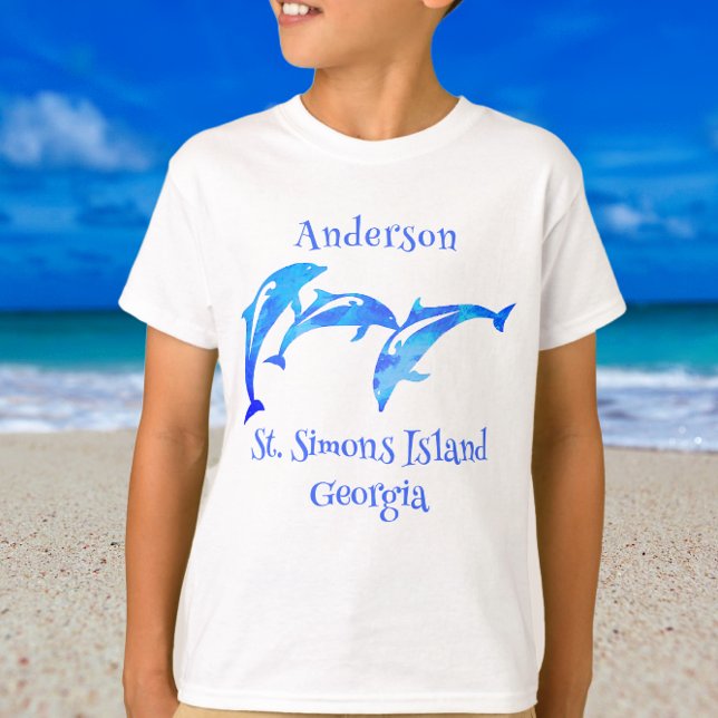 T-shirt St. Simons Island GA Jouer aux dauphins (Créateur téléchargé)
