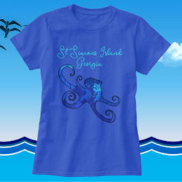 T-shirt St. Simons Island Georgia Blue Octopus