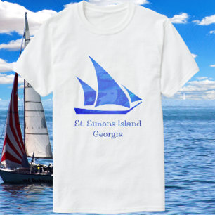 T-shirt St. Simons Island Georgia Ocean Blue Sailboat