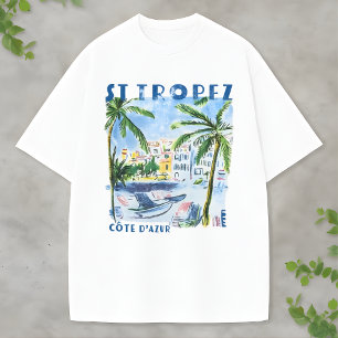 T-shirt St. Tropez Voyage Vintage Riviera française Art De