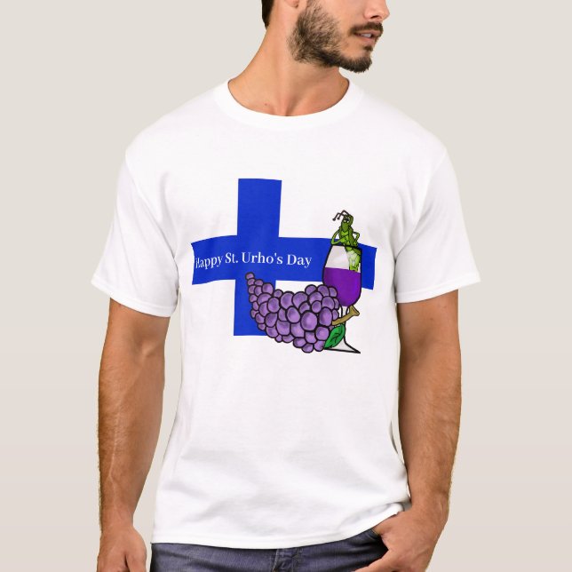 T-shirt St. Urho's Day avec sauterelle et raisins (Devant)