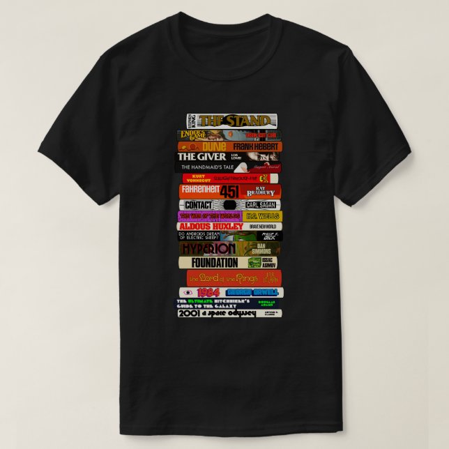 T-shirt Stack de livres de science-fiction (Design devant)